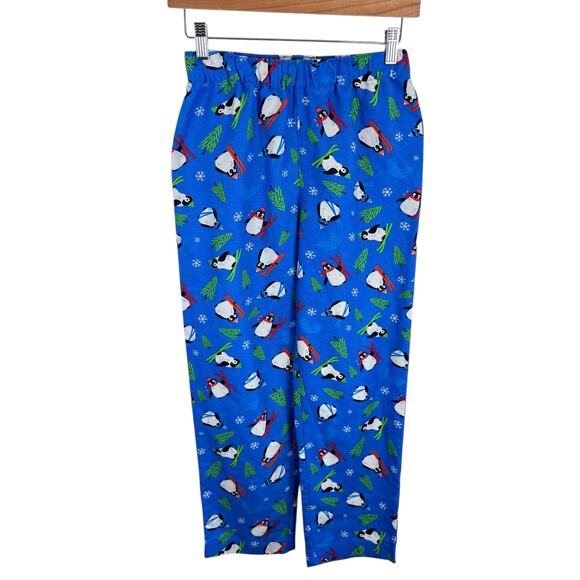 Lands' End NWOT Winter Penguin Print Elastic Waist Flannel Pajama Pants Kid's 12 - Picture 1 of 4